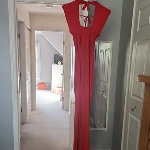 Naven Red Backless Maxi Jumpsuit